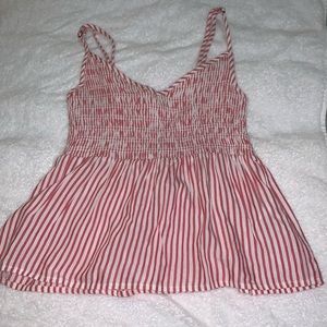 Hollister Red and White Striped Top